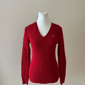 Polo Ralph Lauren Red V-Neck Cable Sweater